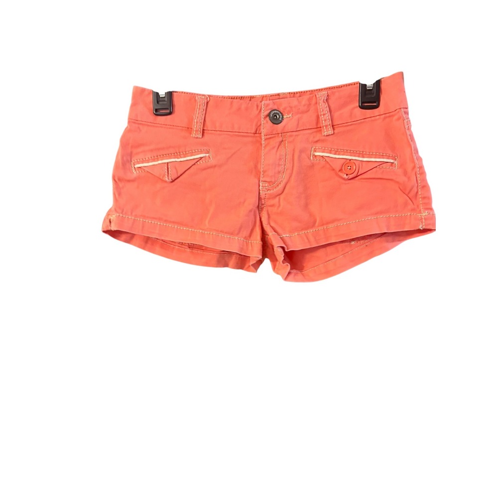 Unionbay Womens Coral Orange Mini Shorts Low Rise Twill Size 3